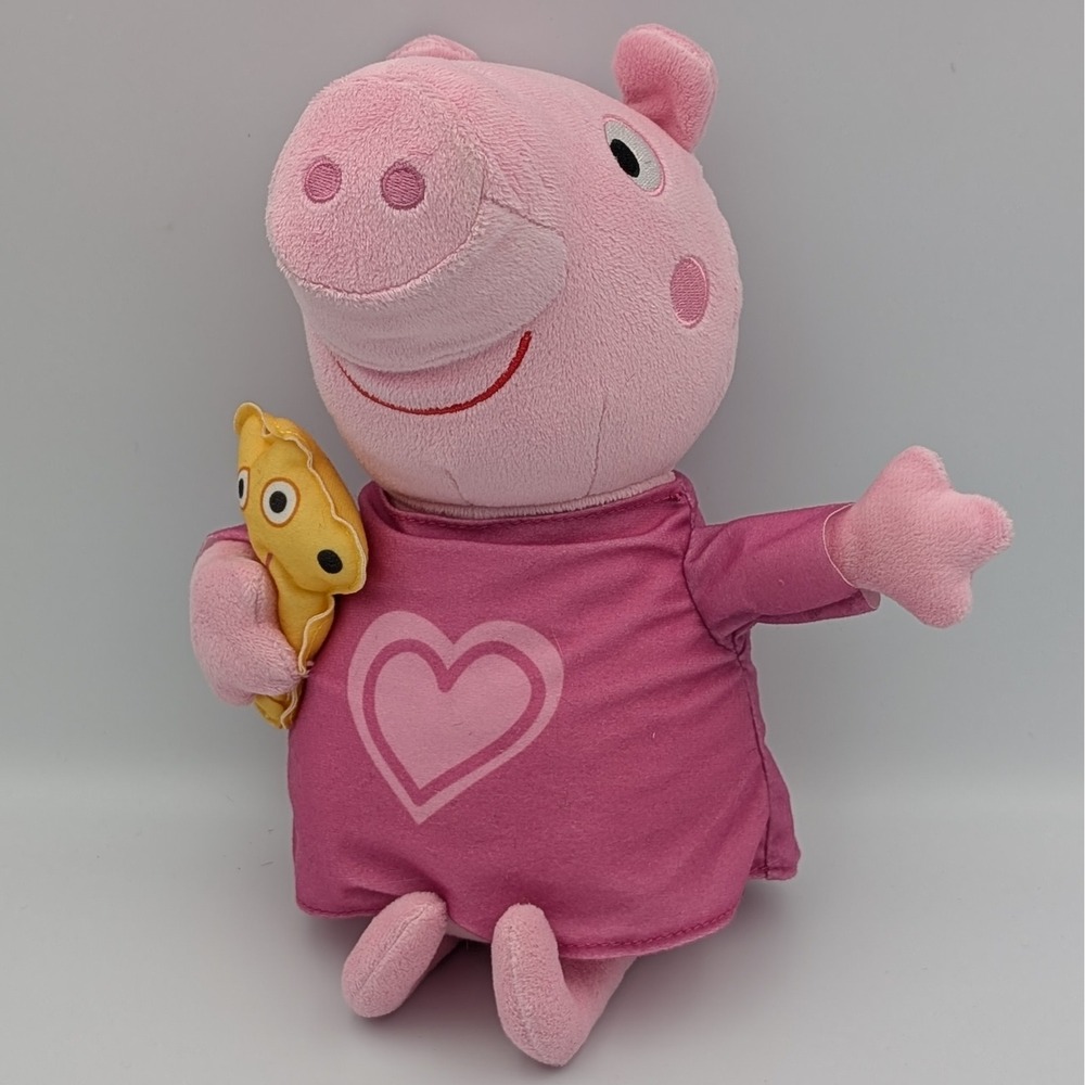 Hasbro Peppa Pig Talking Plush Stuffed Animal Pink Heart Dress Teddy Bear 11 in